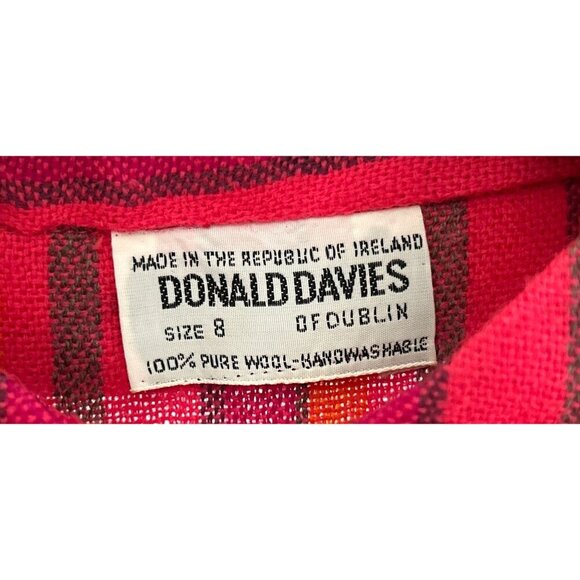 Donald Davies Vintage Striped Wool Dress Size 8 Pink & Orange Handmade In Irelan - Picture 5 of 8